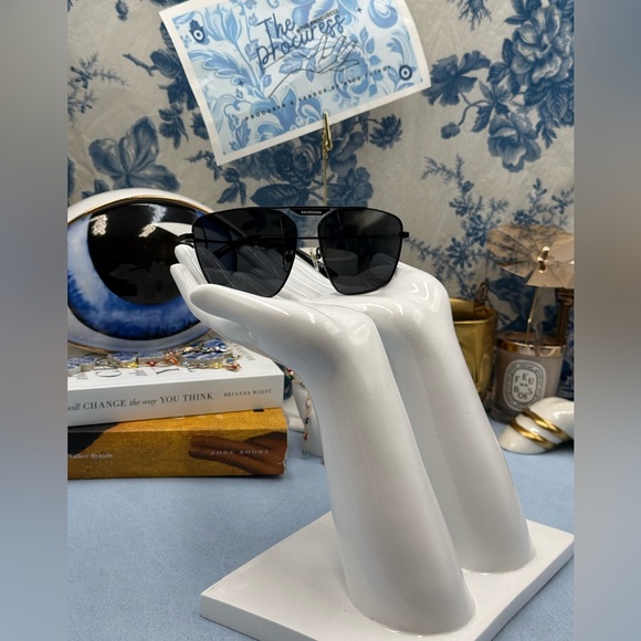 🆕 BALENCIAGA 🧿 NWOT BB0246SA 001 Tag Aviator Black Metal Sunglasses - Picture 8 of 15